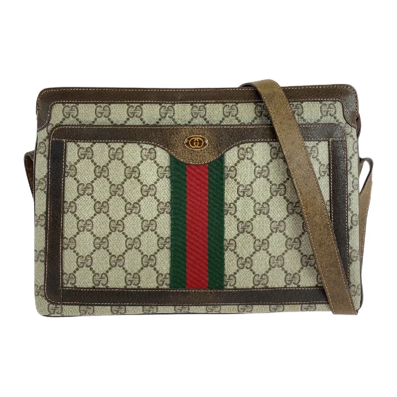Shop Sale Items Gucci Vintage GG Supreme Canvas Leather Shoulder Bag