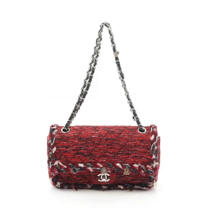 Edgy Fashion Deals Chanel Matelasse W Flap Shoulder Bag Red