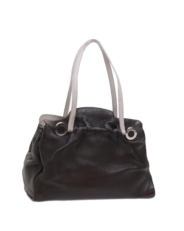 Retro Style Promotions BVLGARI Brown Leather Shoulder Bag
