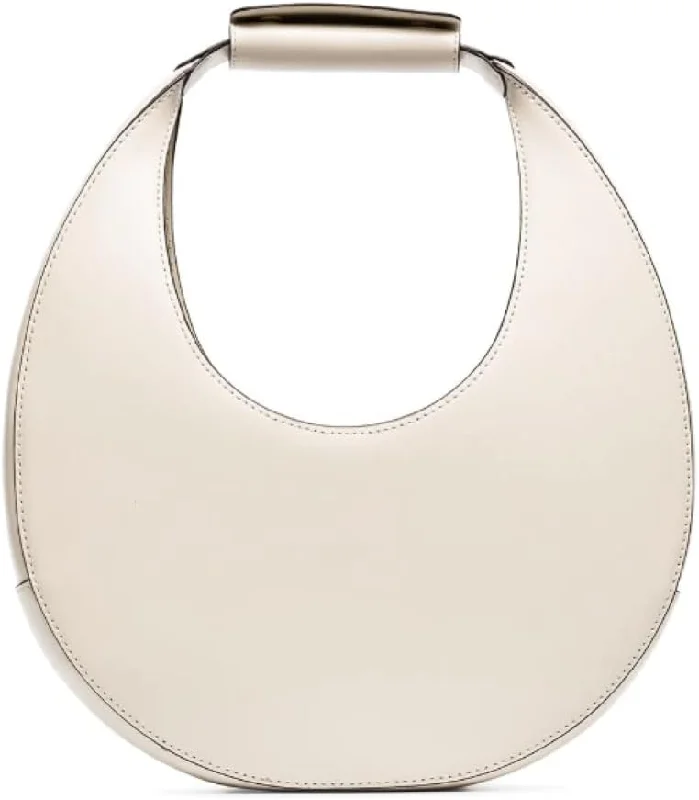 STAUD Women's Cream Leather Moon Handbag