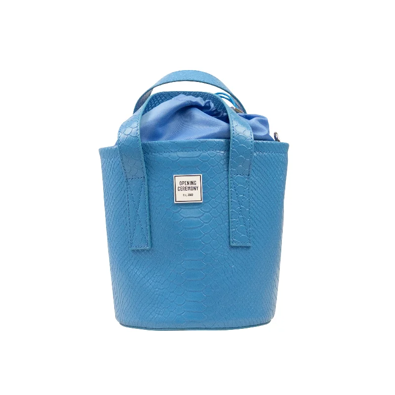 OPENING CEREMONY Blue Medium Crocodile Bucket Bag