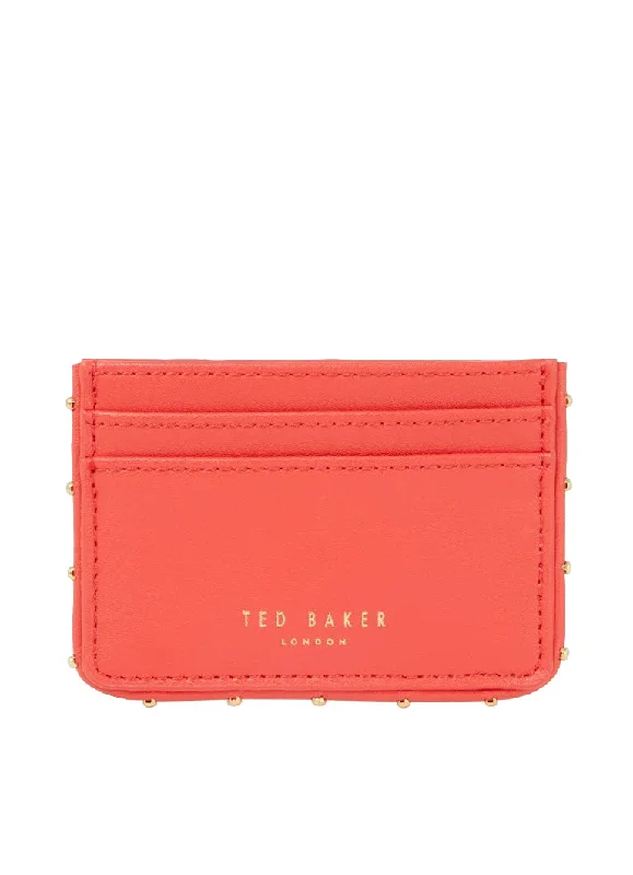 Ted Baker London KAHNIA-Studded Edge Leather Cardholder, Coral