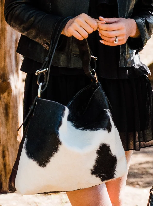 Juan Antonio Black and White Cowhide Handbag