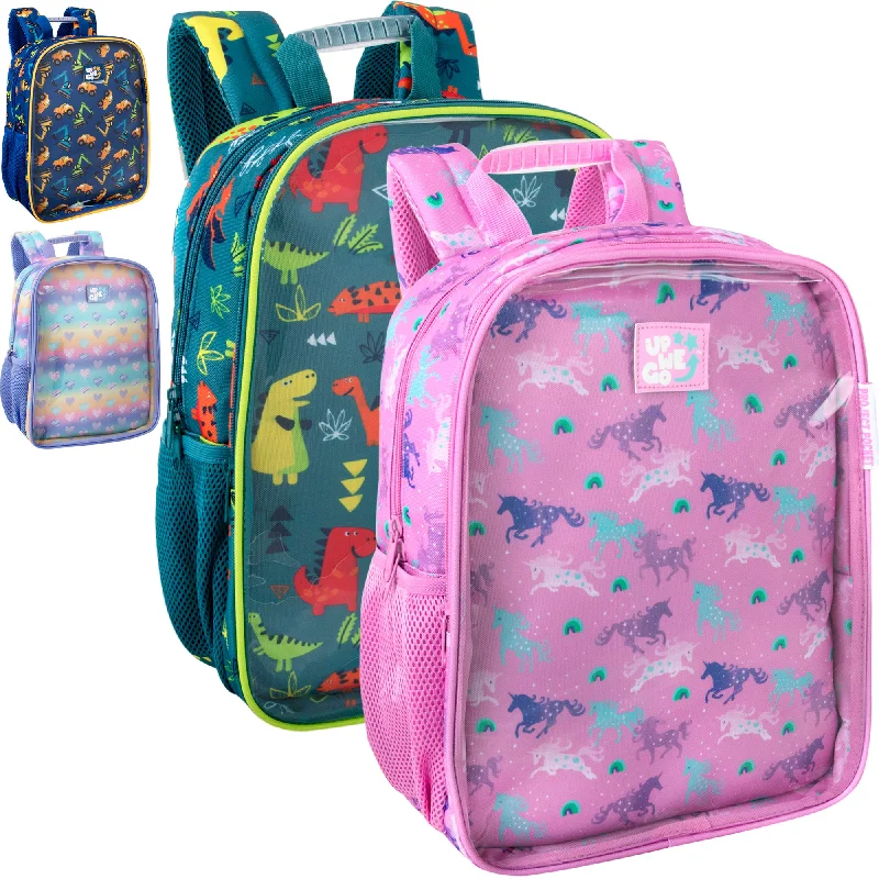 Toddler Printed Backpack w Large Front Clear Pocket