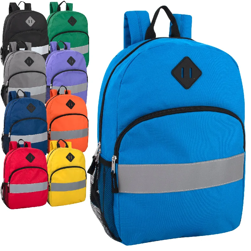 17-Inch Safety Reflective Backpack with Side Pocket - 9 Colors