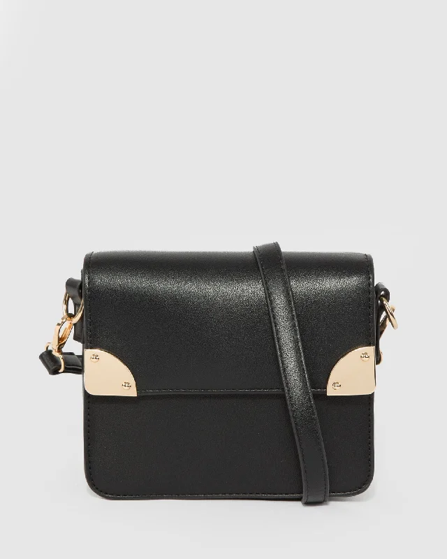 Black Elsa Hardware Mini Crossbody Bag