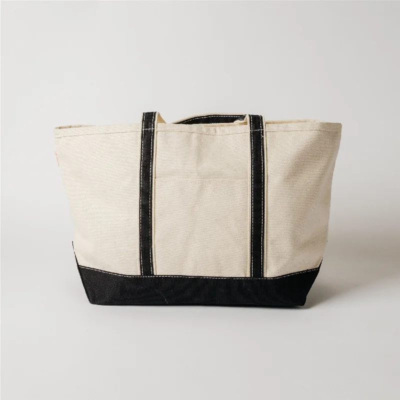 Black Large  Zippered Tote Bag