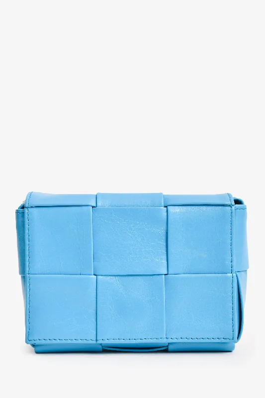 Bottega Veneta Leather Turquoise Mini Cassette Crossbody Bag