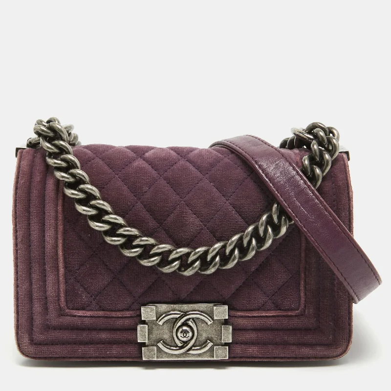 Chanel Purple Velvet Small Boy Bag