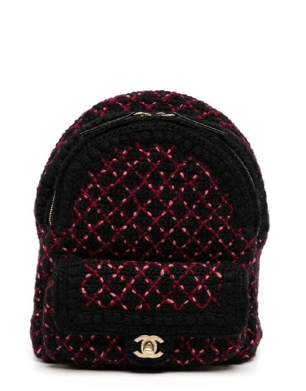 Diamond Quilted Tweed Backpack