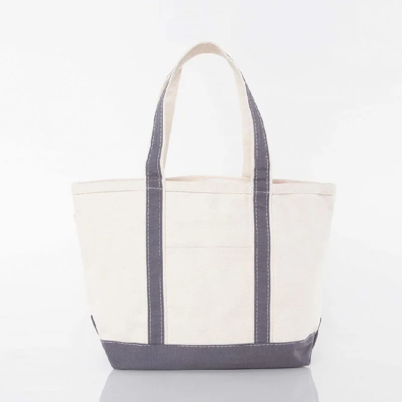 Grey Medium Zippered Tote Bag