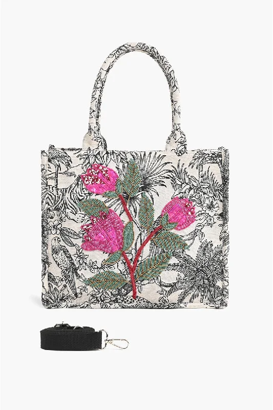 Leopard lily Embellished Tote