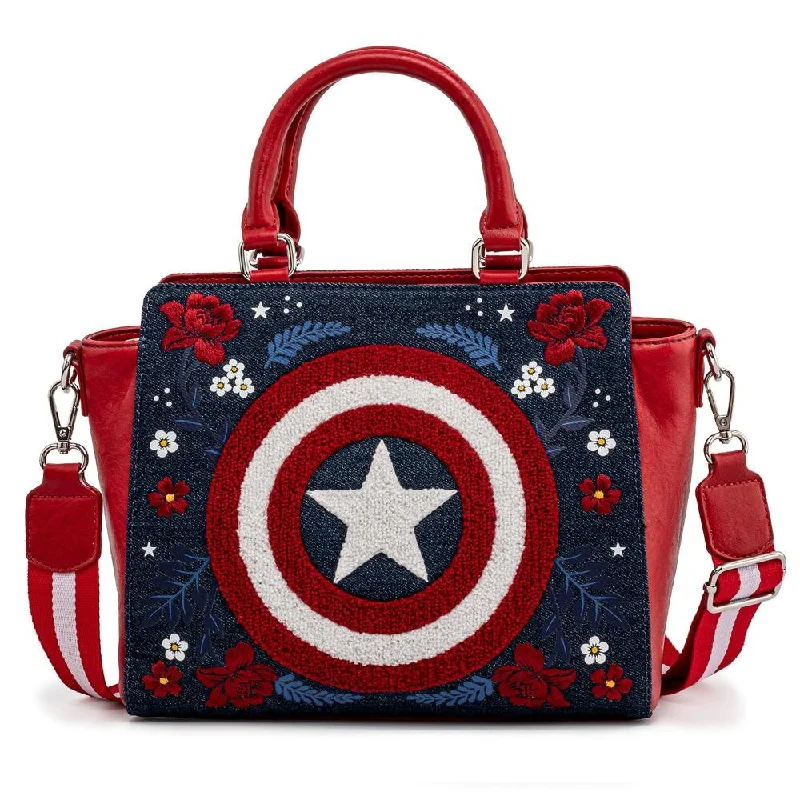 Marvel Captain America 80th Anniversary Floral Shield Crossbody