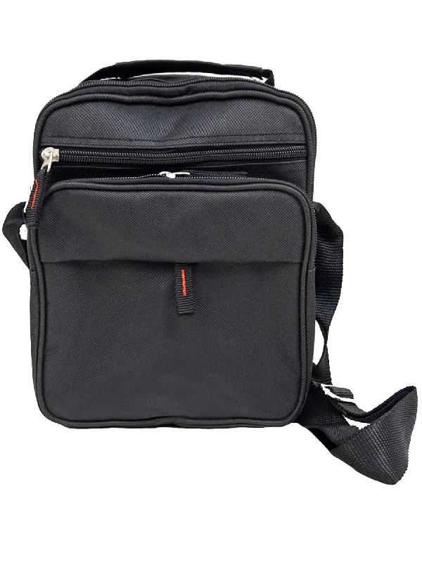 Mens Black Square Messenger Bag With Adjustable Strap