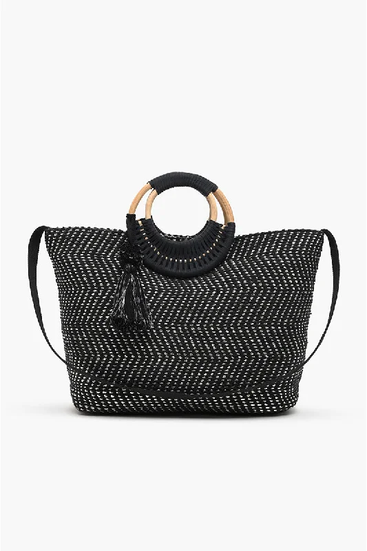 Midnight Lurex Wicker Handle Tote