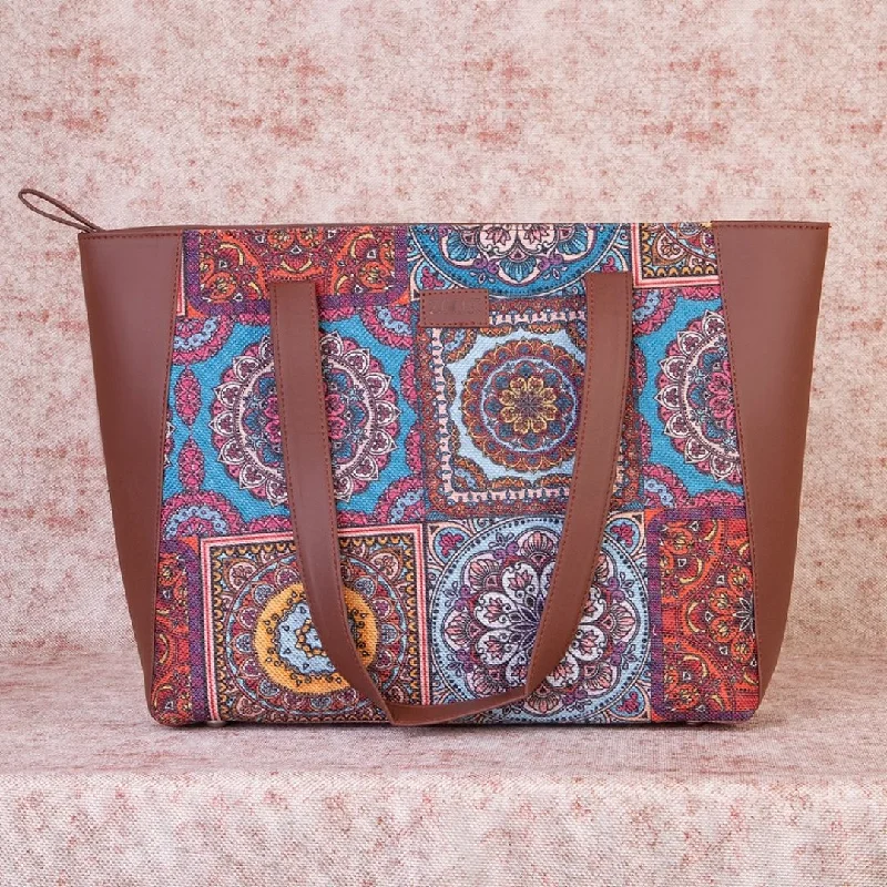 Multicolor Mandala Print Side Tote Bag