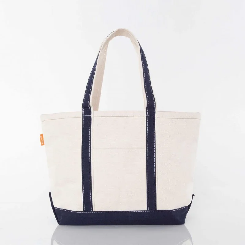 Navy Medium Zippered Tote Bag