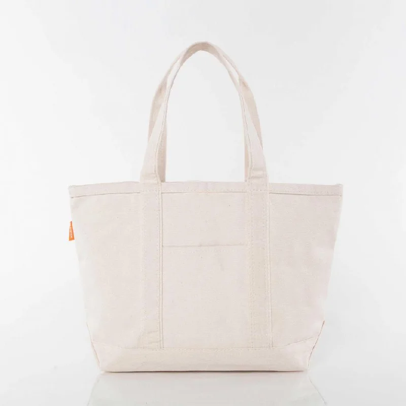 Natural Medium Zippered Tote Bag