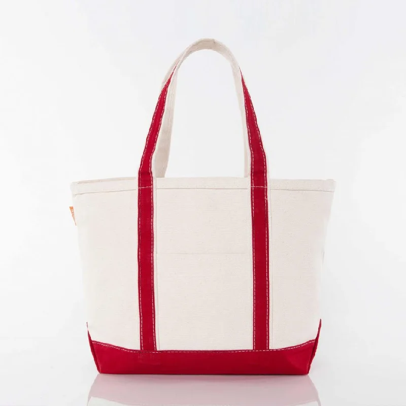 Red Medium Zippered Tote Bag