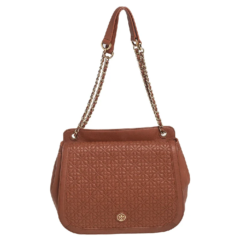 Tory Burch Brown Leather Flap Shoulder Bag