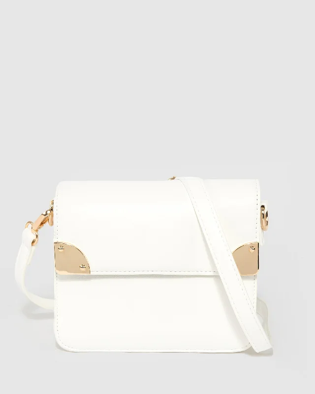 White Elsa Hardware Mini Crossbody Bag