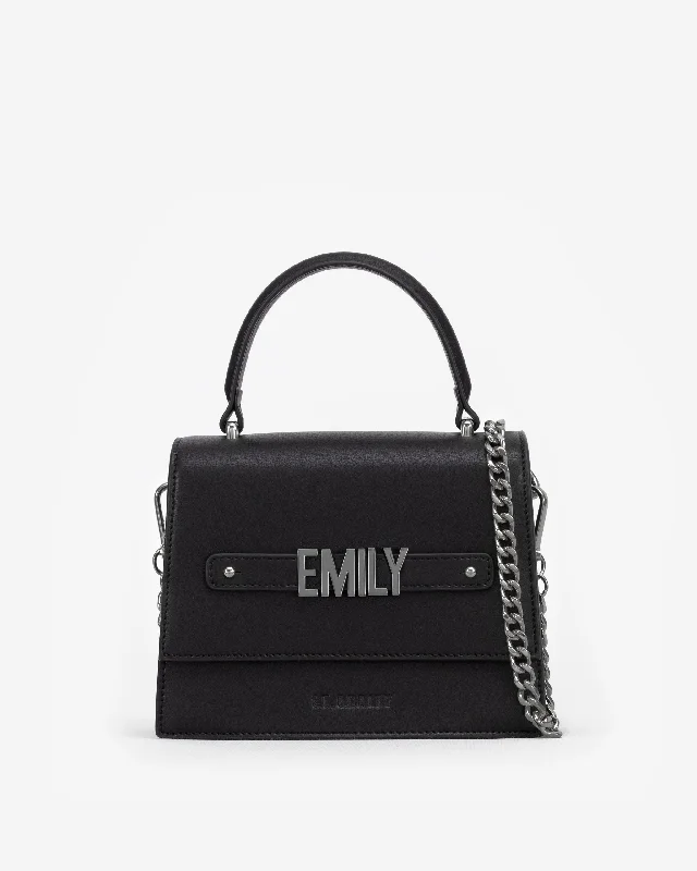 Evening Bag in Black/Gunmetal with Personalised Hardware