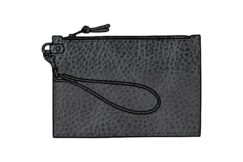 FELICITY ZIPPERED CLUTCH WITH WRISTLET LARGE - RAVEN