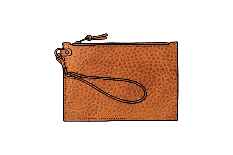 FELICITY ZIPPERED CLUTCH WITH WRISTLET - SMALL - HONEY