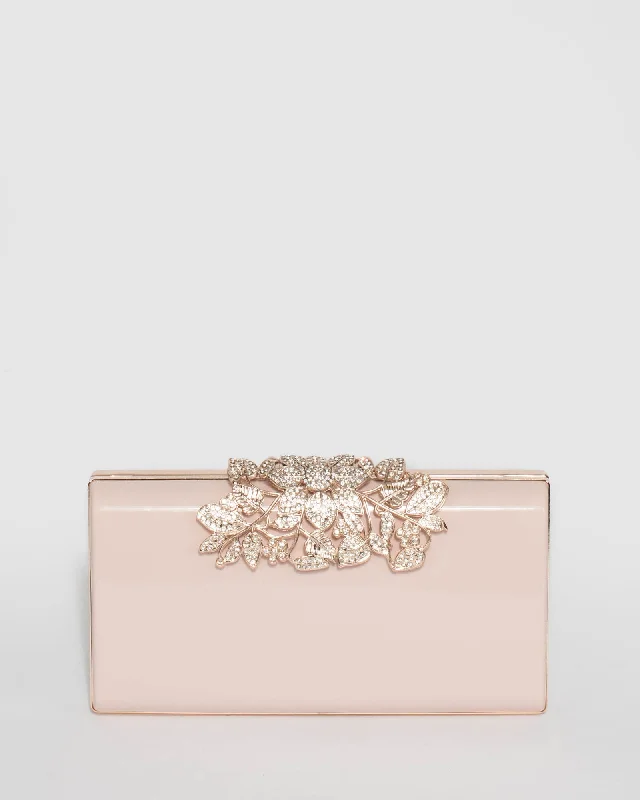 Pink Floral Clip Clutch Bag