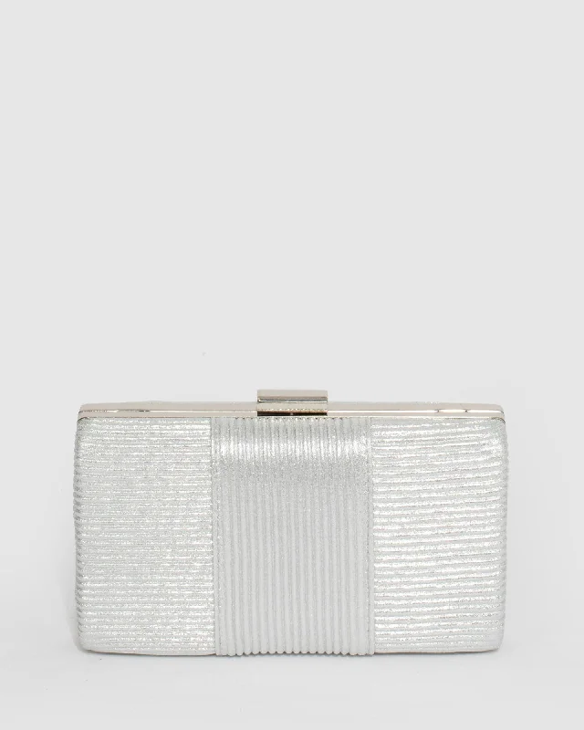 Silver Breona Hardcase Clutch Bag