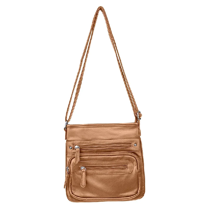 Small Messenger Crossbody Bag- Brown