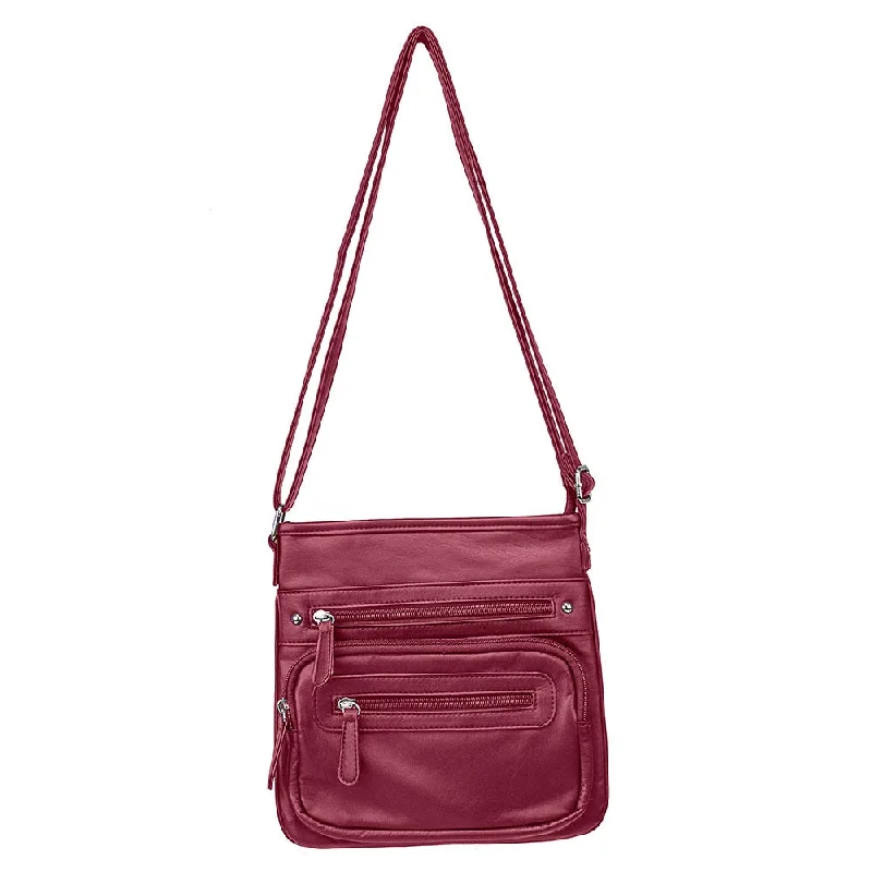 Small Messenger Crossbody Bag- Red