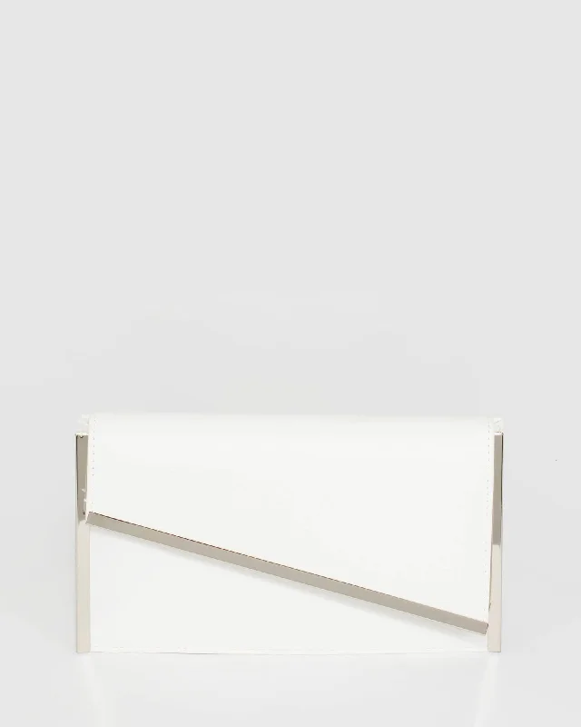 White Jessie Diag Bar Clutch Bag