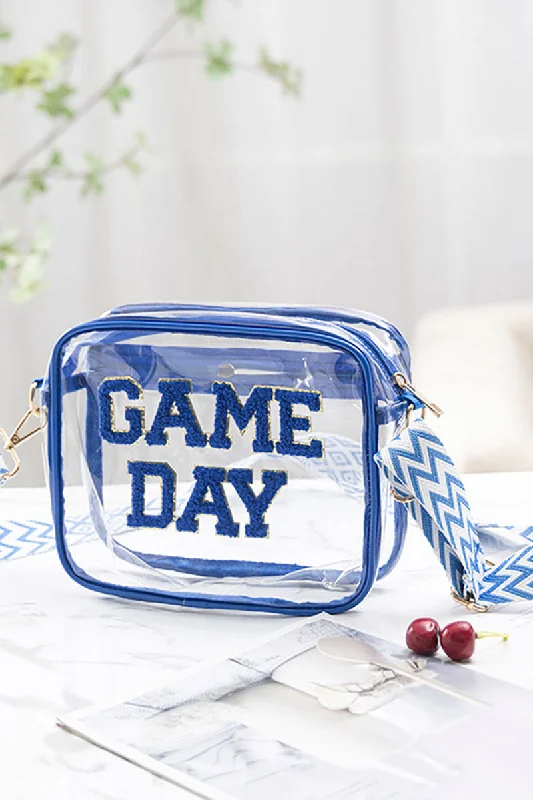 Blue Game Day Chenille Patch Clear Crossbody